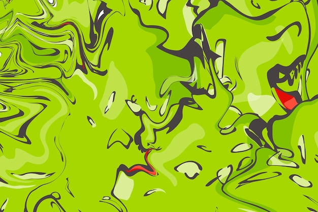 Vector abstracto patrón verde ácido horizontal fondo con manchas y manchas imitación de pintura borrosa