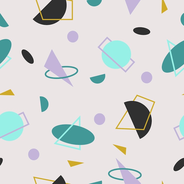 Vector abstracto de patrones sin fisuras con formas geométricas Estilo retro hipster moda 8090s
