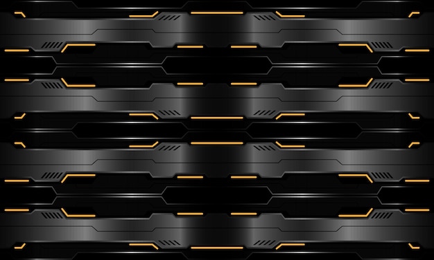 Vector abstracto tecnología metal cyber amarillo poder negro geométrico sin fisuras de fondo