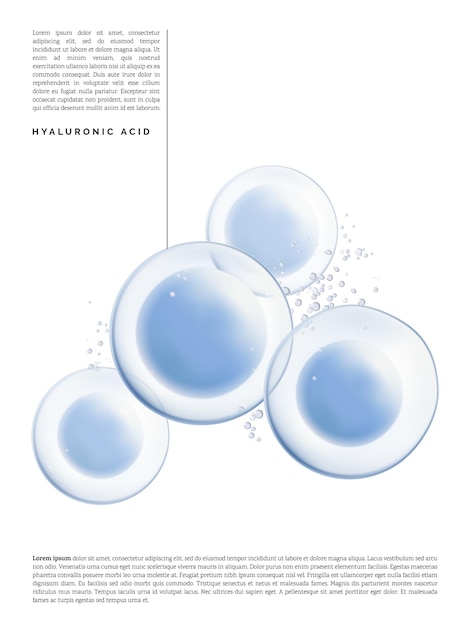 Vector abstracto transparente átomo célula nutrición o colágeno elemento 3D ilustración para belleza y cuidado de la salud cartel producto embalaje o publicidad fondo