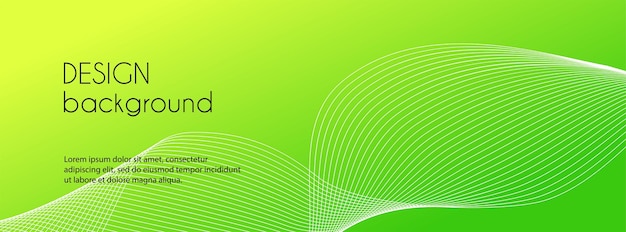 Vector abstracto verde con fondo mínimo Línea ondulada dinámica plantilla de banner web
