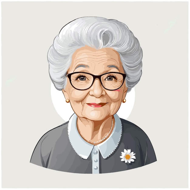 Vector de abuela sobre un fondo blanco