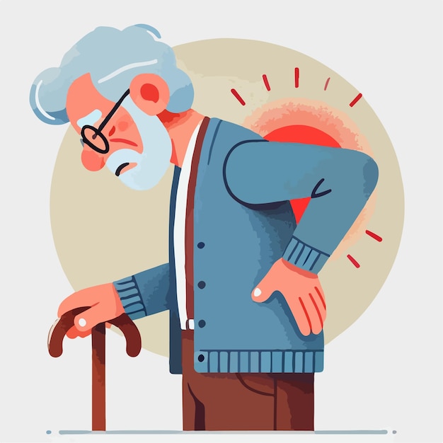 Vector abuelo con dolor de espalda