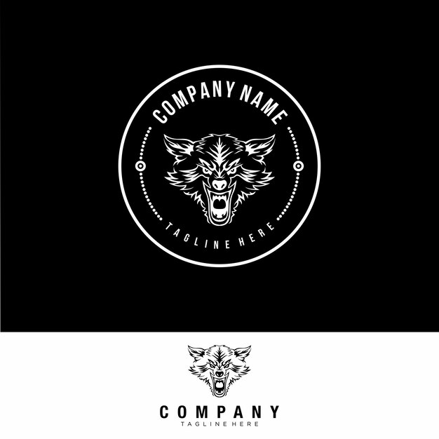 Vector de acciones del logotipo de Wolf Vintage