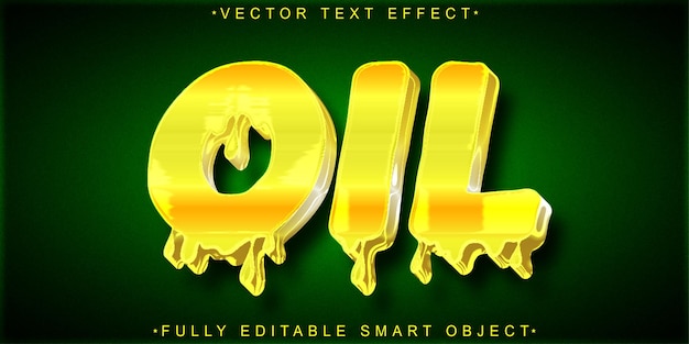 Vector de aceite líquido brillante efecto de texto de objeto inteligente totalmente editable