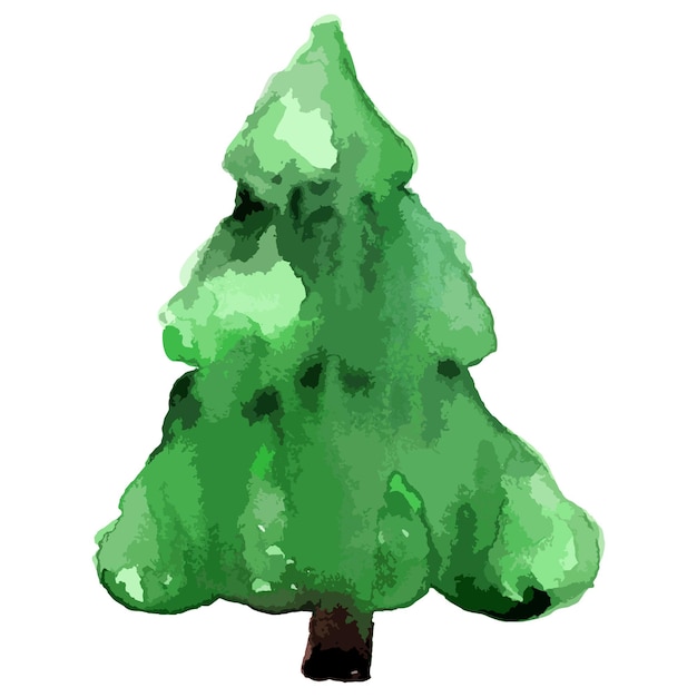 Vector de acuarela Árbol de Navidad Evergreen ilustración Año nuevo aislado