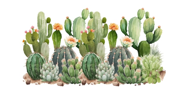 Vector acuarela cactus textura elegante