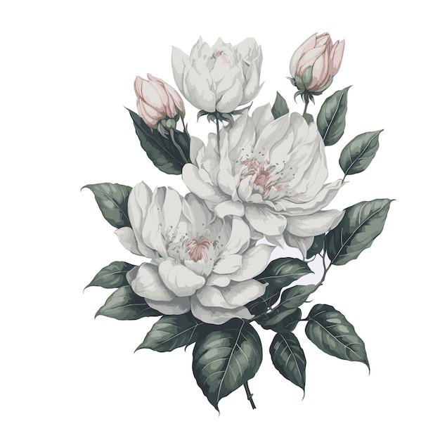 Vector vector de acuarela de ceniza de flor de magnolia con fondo blanco editable