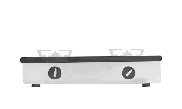 Vector de acuarela de estufa de gas. imágenes prediseñadas de estufa de gas. dibujo de dibujos animados de estufa de gas simple. electrodomésticos de cocina