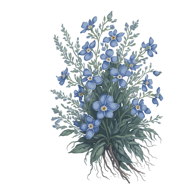 Vector vector de acuarela flor alpina clipart floral fondo blanco editable