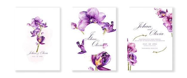 Vector de acuarela de fondo de tarjeta de invitación de boda hermosa