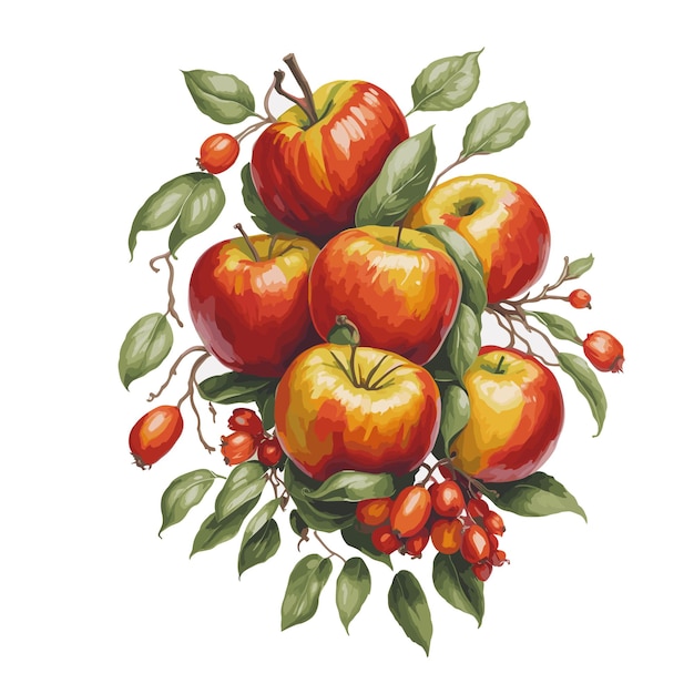 Vector vector de acuarela de frutas de manzana clipart editable