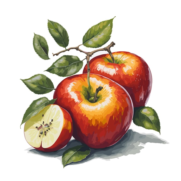 Vector vector de acuarela de frutas de manzana clipart editable