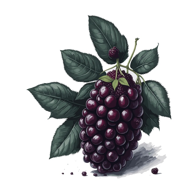 Vector vector de acuarela marionberry boysenberry clipart de frutas fondo blanco editable