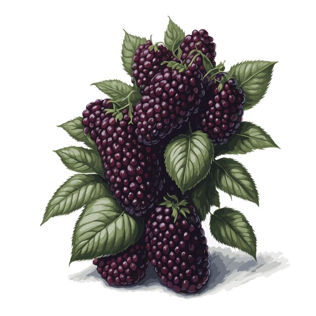 Vector vector de acuarela marionberry boysenberry clipart de frutas fondo blanco editable