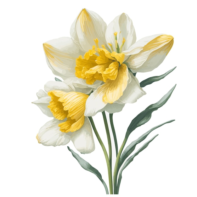 Vector acuarela narcisos clipart floral de la flor