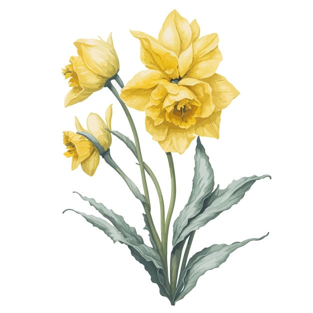 Vector acuarela narcisos clipart floral de la flor