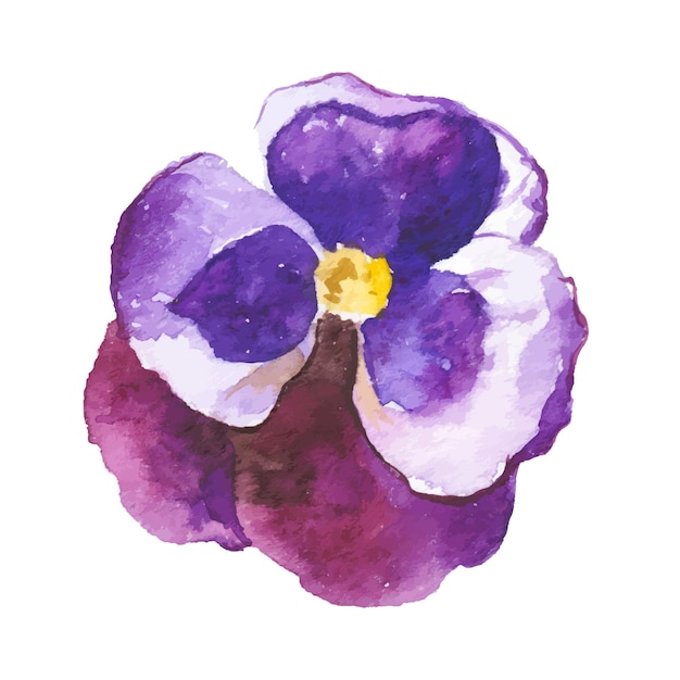 Vector Acuarela pintada flor azul Elementos de diseño de flores dibujados a mano aislados sobre fondo blanco