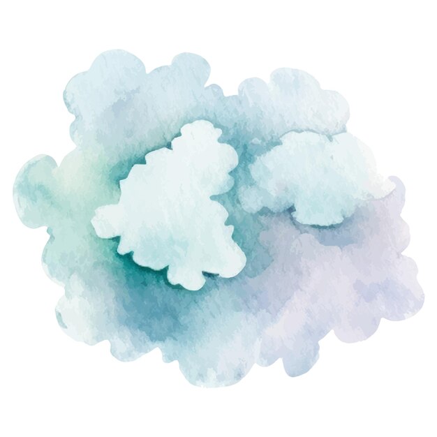 Vector acuarela pintada nube Elementos de diseño dibujados a mano aislados sobre fondo blanco