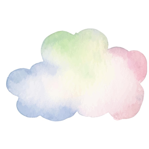 Vector acuarela pintada nube Elementos de diseño dibujados a mano aislados sobre fondo blanco