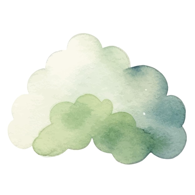 Vector acuarela pintada nube Elementos de diseño dibujados a mano aislados sobre fondo blanco