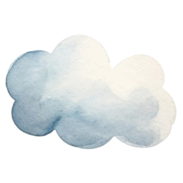 Vector acuarela pintada nube elementos de diseño dibujados a mano aislados sobre fondo blanco