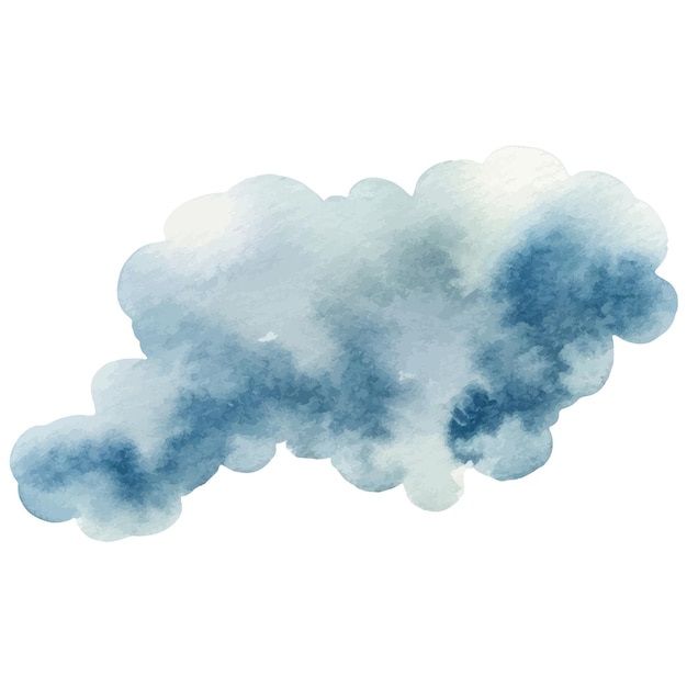 Vector acuarela pintada nube Elementos de diseño dibujados a mano aislados sobre fondo blanco