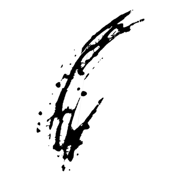 Vector Acuarela pintada con pincel negro Elemento de diseño dibujado a mano aislado sobre fondo blanco