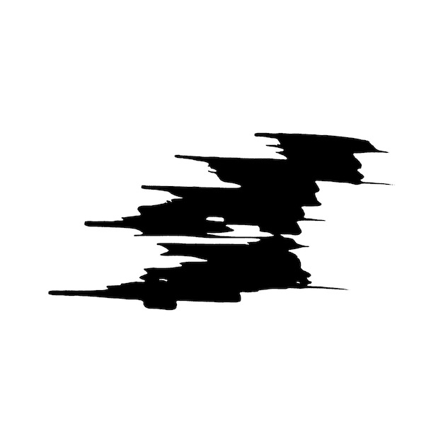Vector Acuarela pintada con pincel negro Elemento de diseño dibujado a mano aislado sobre fondo blanco