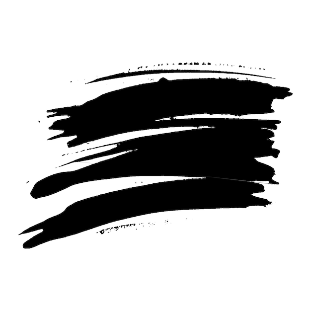 Vector Acuarela pintada con pincel negro Elemento de diseño dibujado a mano aislado sobre fondo blanco