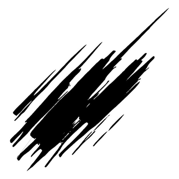 Vector acuarela pintada pincelada negra elemento de diseño dibujado a mano aislado sobre fondo blanco