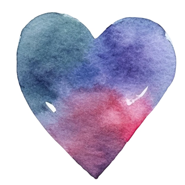Vector, acuarela, pintado, corazón, símbolo, mano, dibujado, elemento del diseño, aislado, blanco, plano de fondo