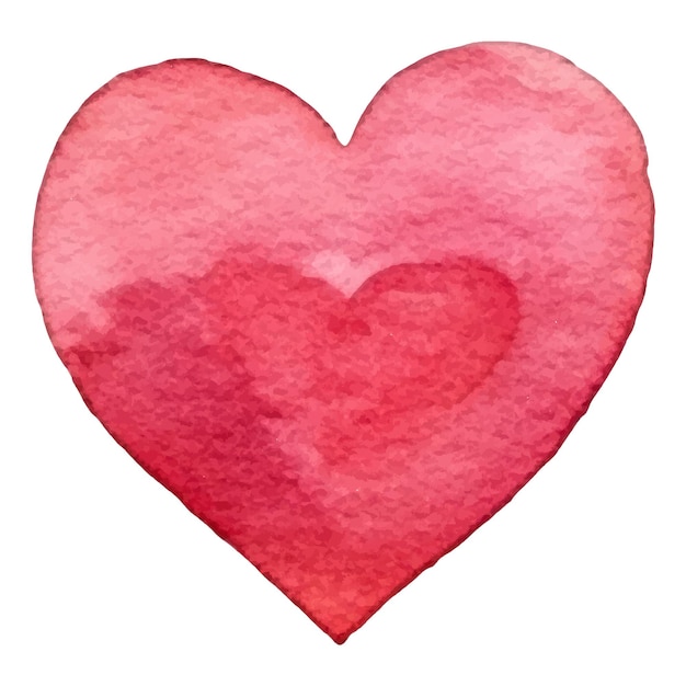 Vector, acuarela, pintado, corazón, símbolo, mano, dibujado, elemento del diseño, aislado, blanco, plano de fondo