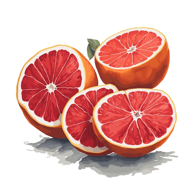 Vector vector de acuarela río rojo pastelería de pomelo clipart fondo blanco editable