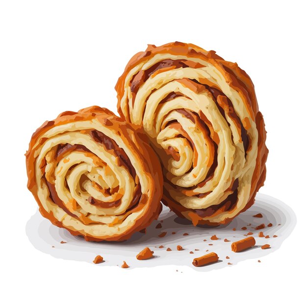 Vector vector de acuarela rugelach clipart de pastelería fondo blanco editable