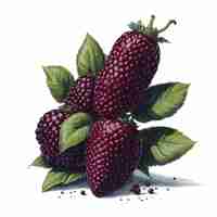 Vector vector de acuarela tayberry boysenberry clipart de frutas con fondo blanco editable