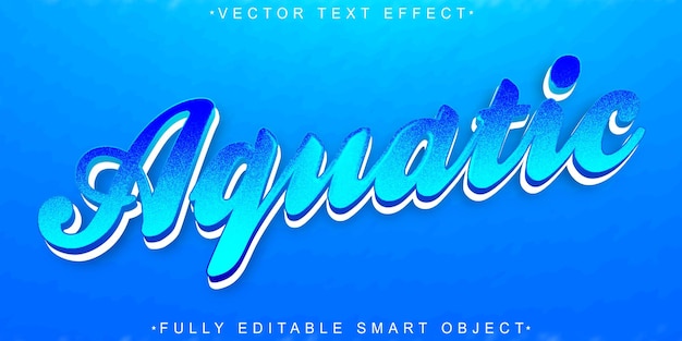 Vector acuático de dibujos animados azul Efecto de texto de objeto inteligente totalmente editable