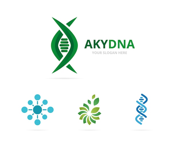 Vector de ADN y combinación de logotipo genético Ciencia y símbolo o icono de hélice Templata de diseño de logotipo de espiral y evolución única