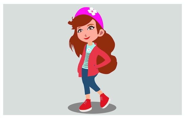 Vector adolescente personaje de dibujos animados en fondo blanco