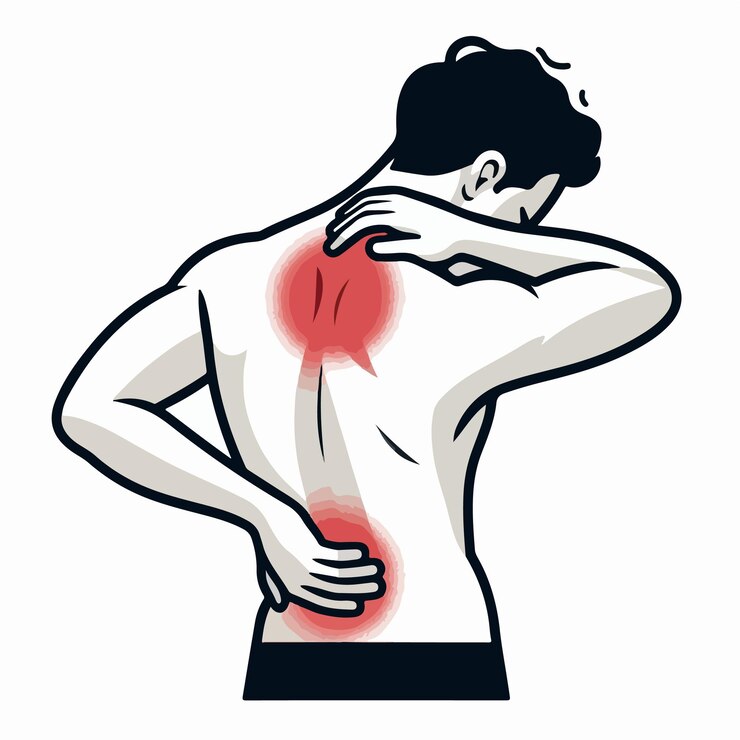 Vector vector de adolescentes con dolor de espalda con estilo de diseño plano