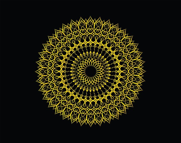 Vector de adorno de mandala amarillo y negro