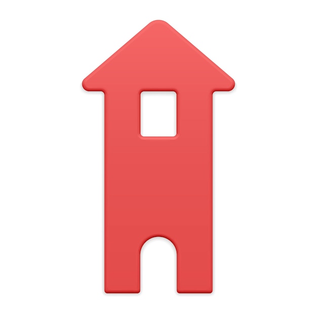 Vector de adorno de Navidad metálico mate minimalista de casa de pueblo de dos pisos clásico rojo realista