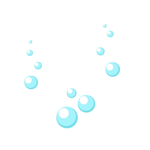 Vector de agua de burbujas azules para dibujos animados planos aislados de elemento de lavado clipart image