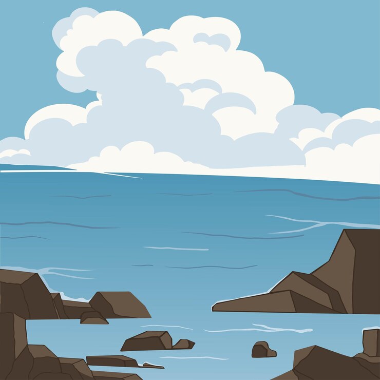 Vector vector de agua de mar en cielo despejado