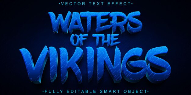 Vector de las aguas de los vikingos Objeto inteligente totalmente editable Efecto de texto