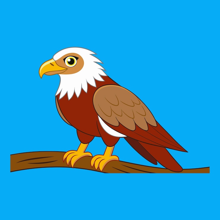 Vector vector de águila kawaii en el suelo