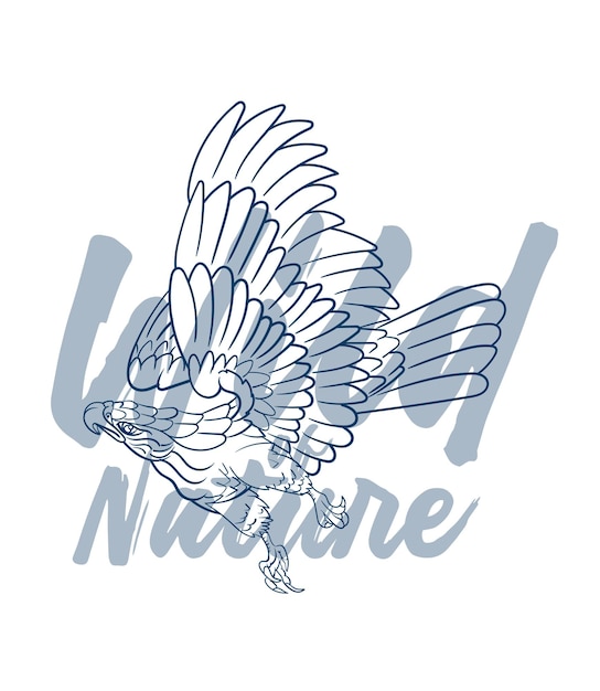 vector águila con texto salvaje de la naturaleza en fondo transparente