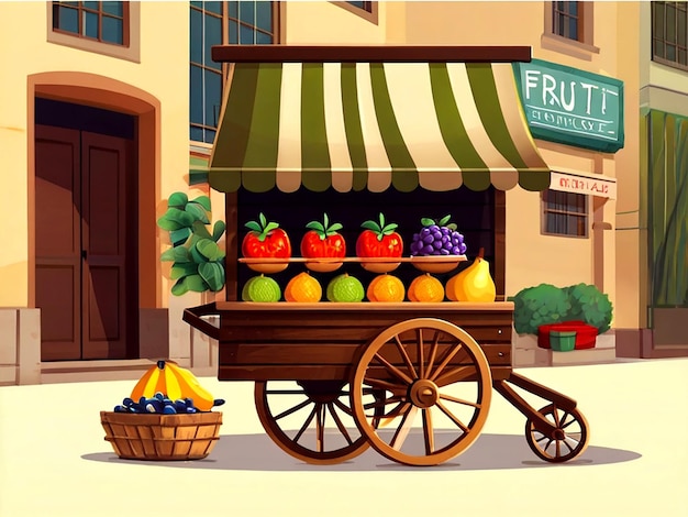 Vector vector aislado al estilo de dibujos animados de la tienda de frutas