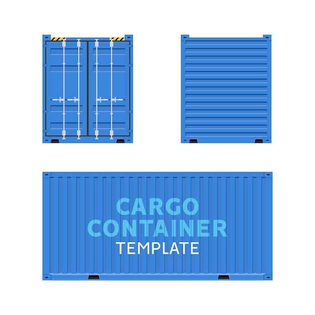 Vector vector aislado de la caja del contenedor de carga. plantilla de negocio de entrega de lados de carga.