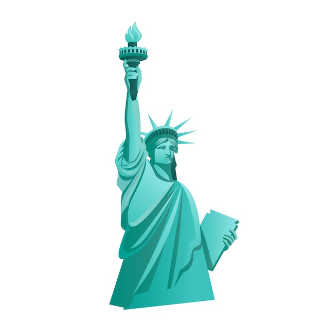 Vector aislado estatua de la libertad sobre fondo blanco